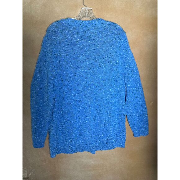 J Jill Blue Speckled Knit Sweater Button Shoulder Long Sleeve Women's 2X - Picture 7 of 9